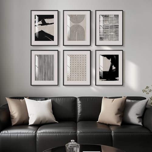 Framed Boho Black and White Abstract Wall Art for Living Room, 11x14 Inch - color: Black White Abstract