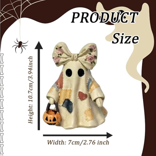Halloween Ghost Figurine Cute Bow Resin Ghost Statue 1 Pcs - color: Styl 23