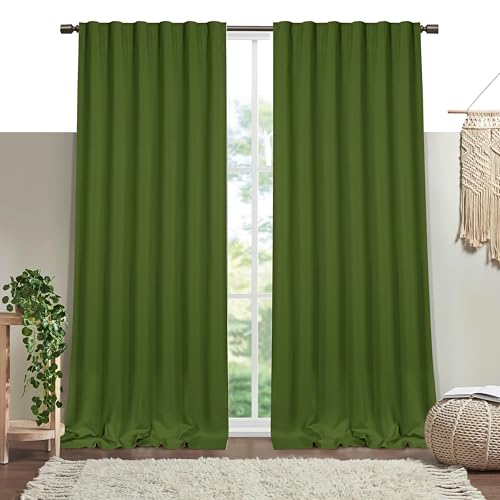 Mint Green Solid Panel Curtains, 96 Inches Long, Set of 2, 100% Cotton, Light Filtering for Privacy, Fresh Farmhouse Style, Ideal for Bedroom, Living Room, 54" W x 96" L - color: Mint Green, size: 54"W x 96"L (Pack of 2)