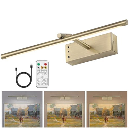 Bronze Picture Light for Wall, Battery Operated LED Wall Sconce - color: Bronze