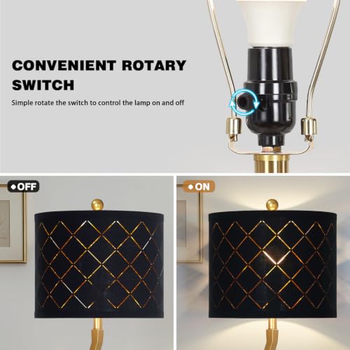 CINSARY 30" Tall Black and Gold Table Lamps Set of 2 for Living Room - color: Gold Black