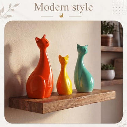 Qunclay 3 Pcs Mid Century Modern Decor Midcentury Ceramic Cats