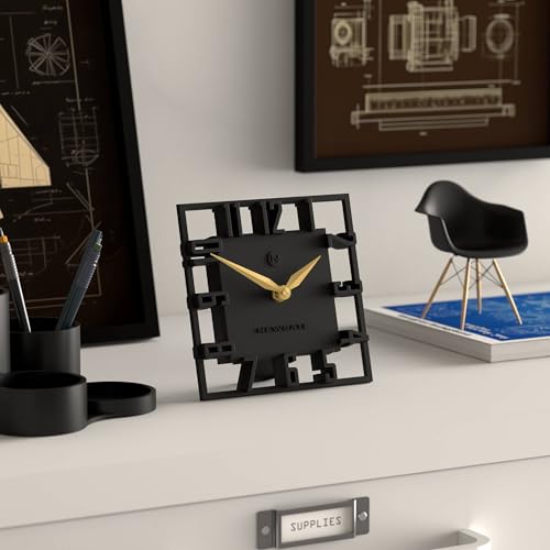 NEWGATE® Highline Desk Clock | Square Skeleton Clock | Black - color: Black