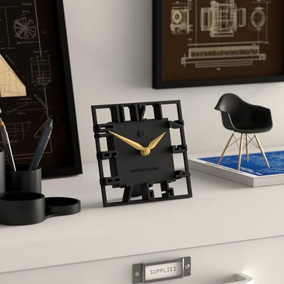NEWGATE® Highline Desk Clock | Square Skeleton Clock | Black - color: Black
