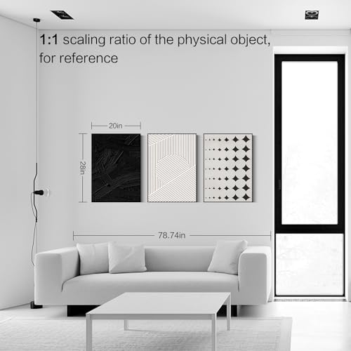 QKF 3Pcs Black White Abstract Geometric Textured Framed Canvas Wall Art Set - color: Simple Black and White, size: 20" X 28" X 3 pieces