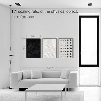 QKF 3Pcs Black White Abstract Geometric Textured Framed Canvas Wall Art Set - color: Simple Black and White, size: 20" X 28" X 3 pieces