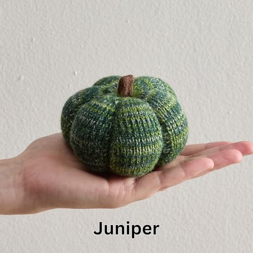 Set of 3 Cozy Mini Knit Pumpkins (Juniper Multi-Size Set) - color: Juniper Multi-sized