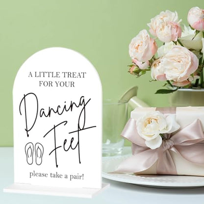 Dancing Feet Sign, Wedding Flip Flops Sign, Wedding Engagement Bridal Shower Reception Party Table Desk Acrylic Decor 8 - color: Dancing Feet
