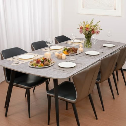 Vinyl Placemats Set of 6, Dual Sided Place Mats with Drink Coasters - color: Beige/Light Gray Two-tone, size: Set of 6
