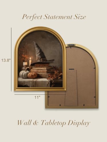 TwoDays Vintage Halloween Gold Arched Framed Wall Art, 11" x 13.8"