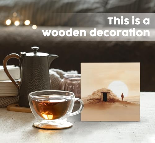 Christian Jesus Wooden Box Signs, Christian Home Room Decor, Neutral Religious Jesus the Empty Tomb Wood Sign Home Decor for Bedroom Church Desk Table Shelf 5x5 Inch - color: Tomb-Sunset