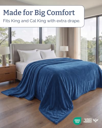 Fleece Blanket Oversized King - Ultra-Soft Flannel Blanket - Royal Blue - color: 28 - Royal Blue, size: Oversized King (120" x 120")
