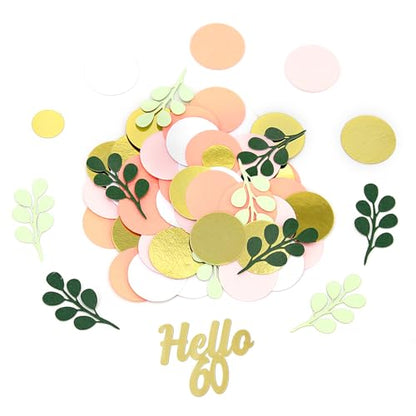 300PC 60TH Birthday Confetti for Table Pink and Sage Green Happy 60TH Birthday Decorations for Woman Dots Hello 60 Confetti Scatters Sixty Party Decor Supplies - style: Pink Hello 60 Confetti
