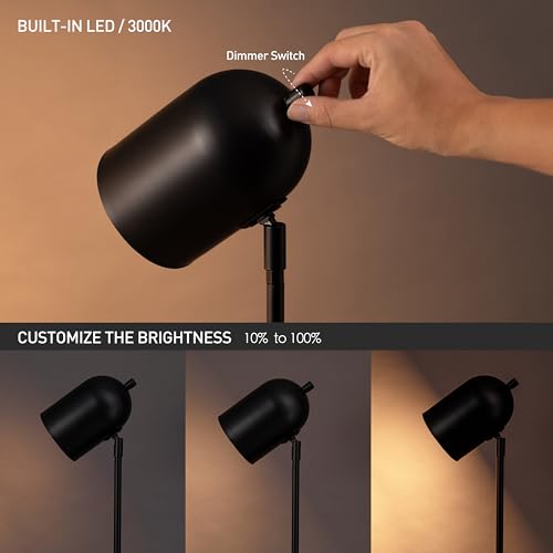 O'Bright Helios - Adjustable Tripod LED Floor Lamp, Dimmable, Swivel Head, Perfect for Reading and Task Lighting, Black - color: Black