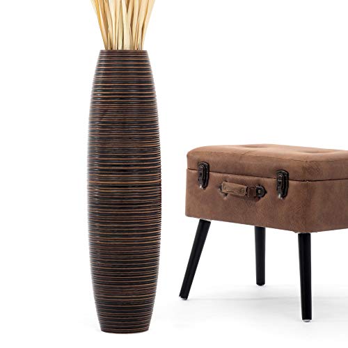 Leewadee Large Floor Vase 26 inches Mango Wood for Pampas Grass, Dried Flowers - color: Brown, size: 26 inches