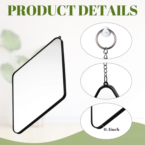 Demissle 5 Pcs Hanging Planter Wall Decor Includes Ceramic Geometric Succulent Planters and Modern Diamond Decorative Mirror with Chain Gold Frame for Living Room Home Indoor Wall Decoration(Black)