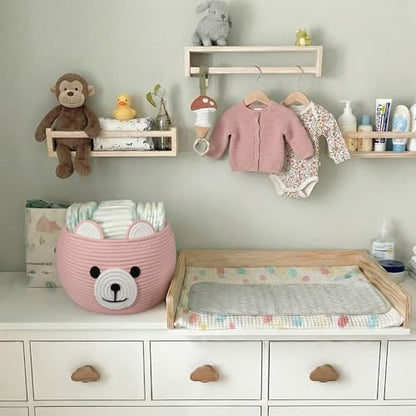 CherryNow Baby Basket for Gifts Empty, Cute Bear Design, Pink - color: Pink, size: 10.5"D x 8.5"H