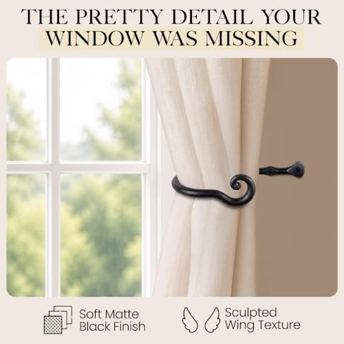RTZEN Metal Curtain Tiebacks, Drapery Holders for Wall, 2 Pcs - size: Medium, style: Classic