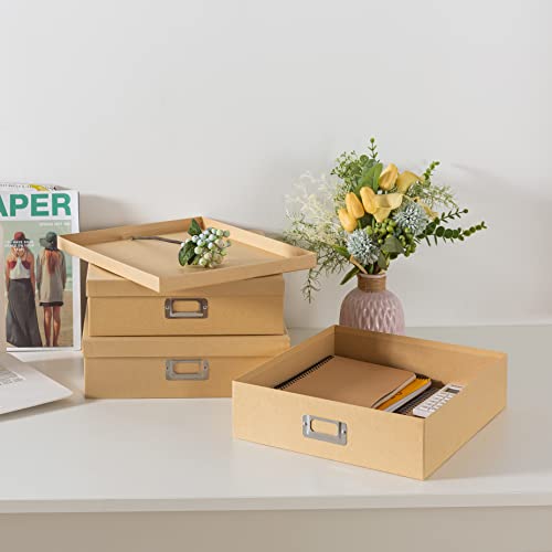 Soul & Lane - Kraft Storage Boxes with Lids, Set of 3, Just the Basics - color: Just the Basics