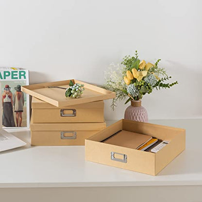 Soul & Lane - Kraft Storage Boxes with Lids, Set of 3, Just the Basics - color: Just the Basics