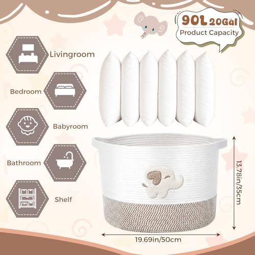 LemonRoad Large Woven Bear Basket, Cotton Rope, Elephant, Brown - color: Brown, size: Cotton Rope, style: Elephant