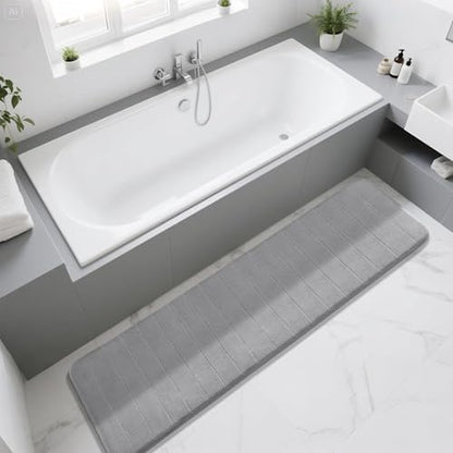 Yimobra 72"x24" Bathroom Runner Rug, Extra Long Memory Foam Bath Mat - color: Grey, size: 72" X 24"