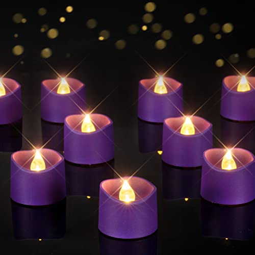 Homemory 24-Pack Purple Flameless Battery Tea Light Candles, 200+ Hours - color: Purple, size: Pack of 24