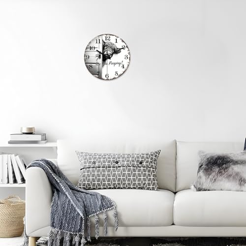 XNM 12 Inch Funny Highland Cow Glass Wall Clocks Battery Operated - color: Black3, size: 12 Inch