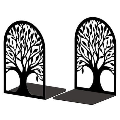Peacoblue 5.3"x3.5"x7.8" Metal Bookends, Heavy Duty Book Ends for Shelves - color: Tree of Life
