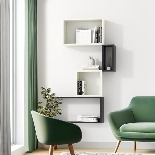 Kaboon Cube Floating Shelves Set2, Display Shelves Wall Mount 7.75" D x 12.5" W x 12.5" H, (Sea Salt, Square 2 Cubes) - color: Sea Salt, size: Square-Set2