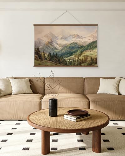 HUARCEY Extra Large Canvas Wall Art, Snowy Mountain Framed Hanging Scroll - color: Mountain Vista, size: 54"L x 36"W