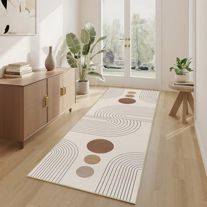 Boho Runner Rug 2x6,Beige Geometric Modern Washable Non-Slip Hallway Rug - color: Beige, size: 6' x 2' (Rectangular)