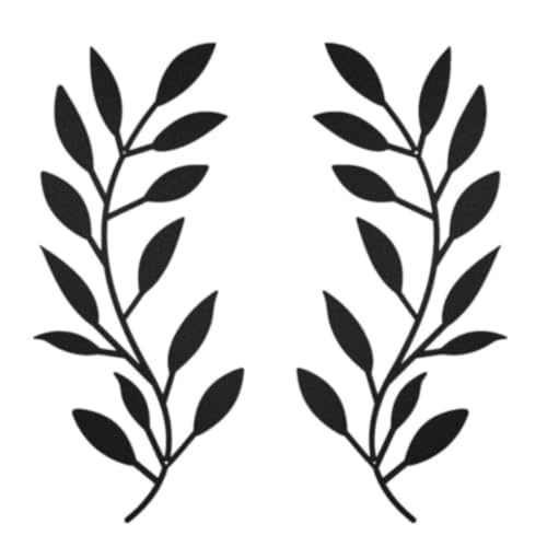 Deanvzes 2 Pieces Metal Tree Leaf Wall Sculptures Ornament Vine Olive Branch Leaf Wall Art Wrought Iron for Living Room Bar Hanging Ornaments (Tree Leaf A - Black) - color: Tree Leaf A - Black