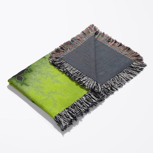 3dRose Mandelbrot Fractal Background in The Colors of Green. Woven Blanket