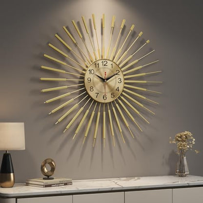 Cuspin 24 Inch Gold Wall Clock, Large Mid Century Modern Sunburst Clocks - color: Gold Atomic Sunburst, size: Small