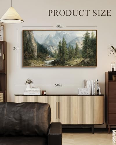 ARPEOTCY Rustic Landscape Wall Art, Rustic Nature Mountain Prints 20×40 in - color: Alpine Cabin Mountain, size: 40"L x 20"W