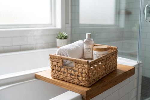 NAYA Set of 2L (16.5"&15") Water Hyacinth Wicker Shelf Storage Baskets - size: Set 2 Medium - Large