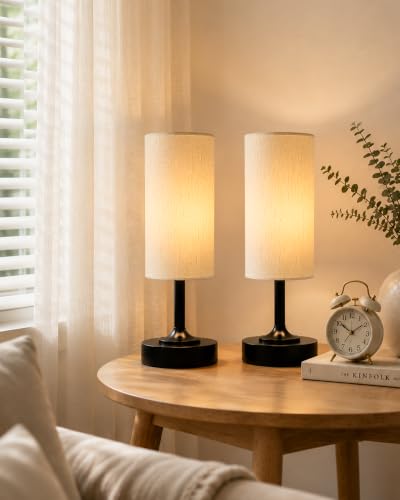 EZVALO Dimmable Cordless Table Lamp, Small Ambient Light with Timer - color: Black