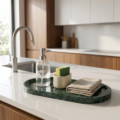 YKAJO Jade Green Oval Marble Tray, 11.8x5.9 Vanity Perfume Organizer Dish - color: Jade Green, size: 11.8" x 5.9" x 0.6"