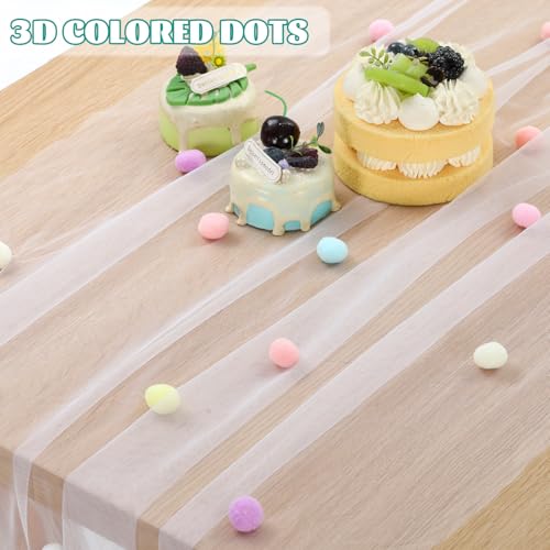 Moukeren 1 Pc 27.5 x 120 Inch Birthday Tulle Table Runner, Candy Colors - color: Candy Colors