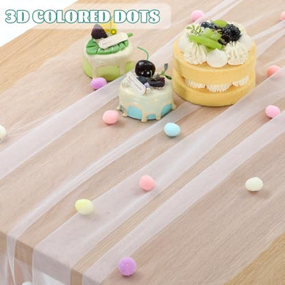 Moukeren 1 Pc 27.5 x 120 Inch Birthday Tulle Table Runner, Candy Colors - color: Candy Colors