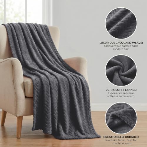 Exclusivo Mezcla Large Fleece Throw Blanket for Couch, Sofa, Dark Grey - color: Dark Grey, size: Throw ( 50x70 IN )