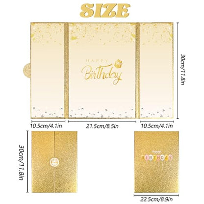 Crenics Gold Happy Birthday Guest Signature Book Alternative 18" x 12" - color: Gold and White