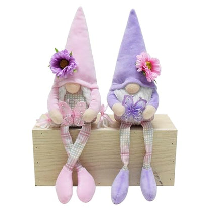 Attiigny 2 PCS Spring Decoration Indoor,Plush Long Legs Butterfly Gnomes