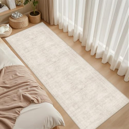 2'6''x10' Hallway Washable Runner Rug:Neutral Kitchen Carpet Beige - color: Beige, size: 2'6" x 10' (Runner)