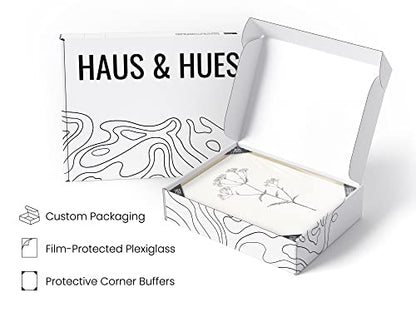 HAUS AND HUES 그레이 플로럴 월 아트 - 벽 빈티지, 식물 프린트, 실내 미적, 농가 욕실, 소박한 예술을 위한 흑백 꽃 그림 4개 세트 (베이지 프레임, 20.3 x 25.4cm(8 x 10인치)) - color: 앤티크 플라워 드로잉, size: 8 x 10인치 액자 미포함, style: 베이지 프레임