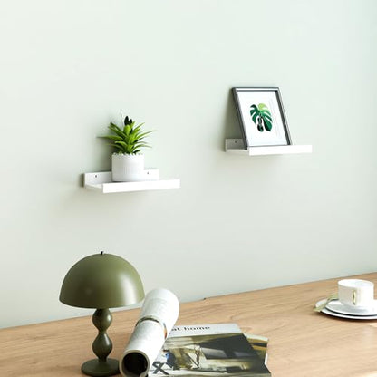 Small White Floating Shelves for Wall, Shelf with Lip Set of 2, 8 in - color: White, size: 7.8in