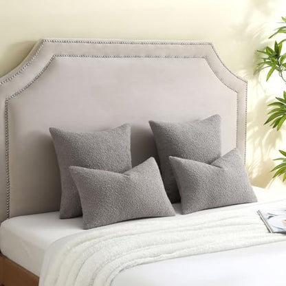 FUTEI Pack of 2 Boucle Textured Throw Pillow Covers 24x24 Inch, Light Grey - color: Light Grey, size: 24" x 24" (Pack of 2)