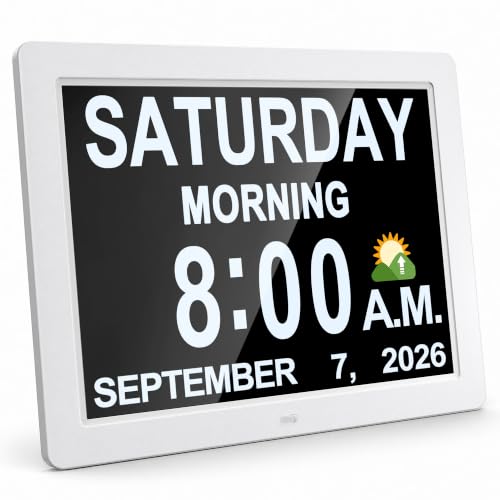 JALL 2026 Digital Calendar Clock (White, 15'') - color: White, size: 15''