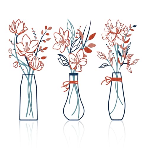 Zzbakress 3 Pieces Metal Flowers Wall Art for Bathroom (Blue Orange) - color: Blue Orange